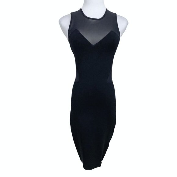 TORN BY RONNY KOBO BLACK SWEETHEART SHEER MESH SLEEVELESS BODYCON MINI DRESS - S - Picture 1 of 9